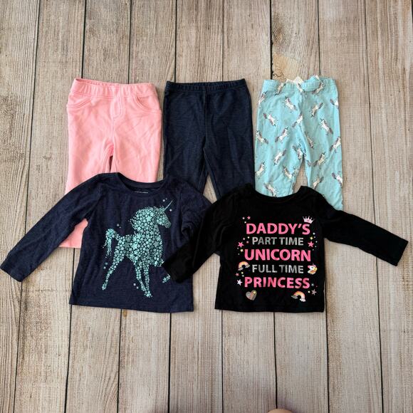 Girls 18 month Bundle - 2 long sleeve shirts - 3 pairs of pants - Picture 1 of 10